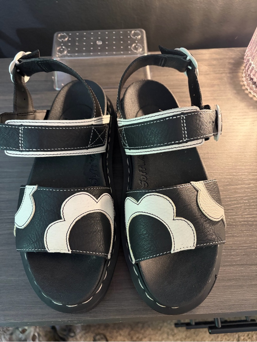 Dr. Martens Voss Black & White Floral Buckle Sandals Women’s 8